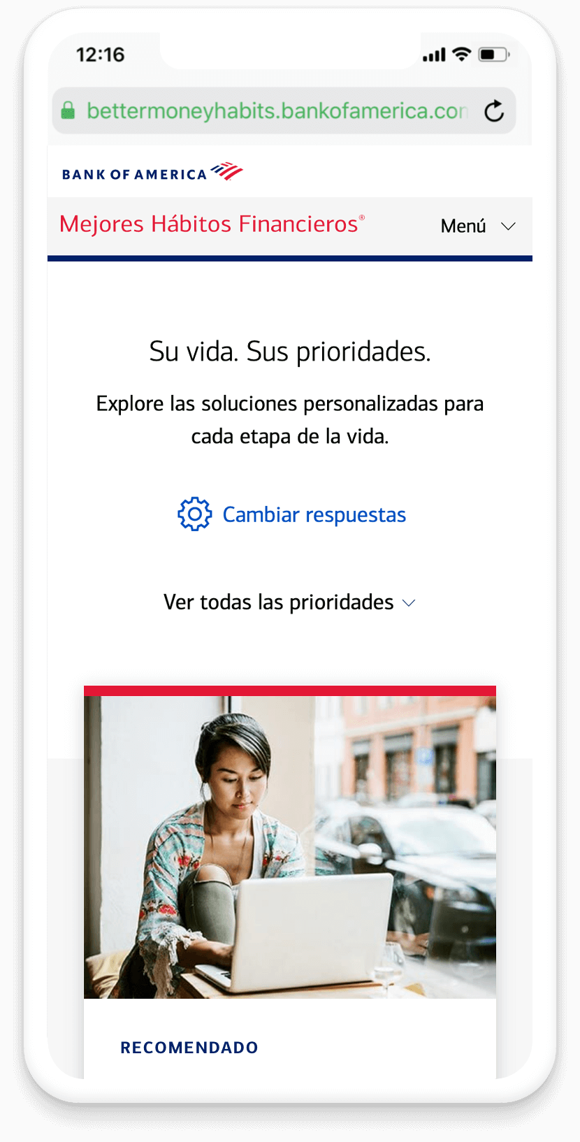 Página de resultados del widget de prioridades de la vida de Mejores Hábitos Financieros